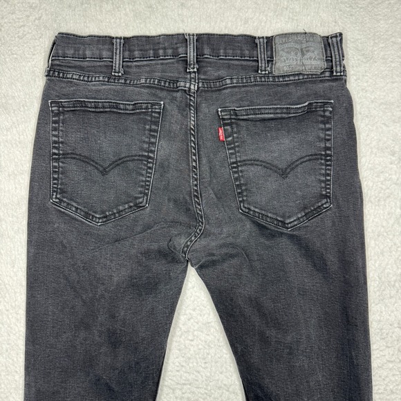 Levi's 512 Distressed Jeans Black Grunge Denim Straight Leg Men's Size 38x32 - Picture 13 of 15